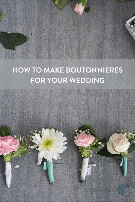 Learn how to craft unique and simple DIY boutonnieres Diy Boutonniere Homecoming, Diy Boutonniere Wedding Rustic, Boutineer Diy, Diy Buttonholes, Diy Boutonniere Wedding, Diy Wedding Bouquet Tutorial, Fall Groom, Diy Boutonniere, Farmers Market Flowers