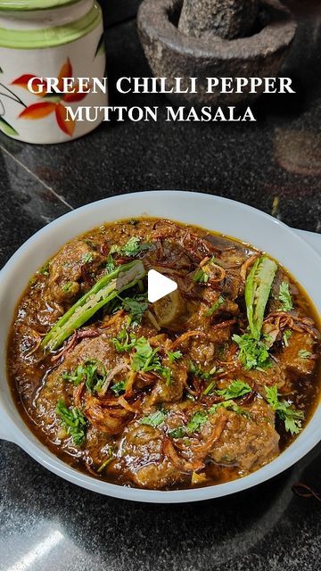 Rehana's Kitchen on Instagram: "Delicately spiced with green chilli, this pepper mutton masala is simply delightful!!🤌🏻❤️  . #muttonpeppermasala#greenchillimutton#mutton#muttongravy#yummy#delicious#packwithflavours#muttonrecipes#chillirecipes#pepper#food#foodie#foodstagram#reelitfeelit#indian#indianrecipes#southindian#easyrecipes#athomecooking#homechef#reels#fyp#explore#foryou" Mutton Curry Indian, Mutton Masala Recipe, Mutton Recipes Indian, Beef Stew Meat Recipes, Stew Meat Recipes, Sri Lankan Recipes, Mutton Recipes, Beef Stew Meat, Green Chilli