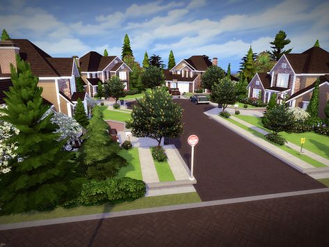 Welcome to Springdale Court! A beautiful community located at a 64x64 lot, in Brindleton Bay. There are four nice houses nestled in a quiet cul-de-sac. Found in TSR Category 'Sims 4 Residential Lots' Brindleton Bay, Nice Houses, The Sims 4 Lots, Sims Free Play, Sims 4 House Building, Community Housing, Fairytale Cottage, Free Sims, Casas The Sims 4