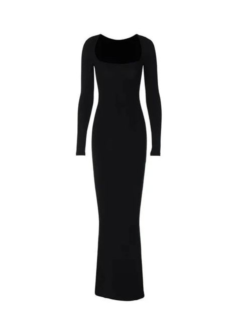 THE BODY DRESS LONG SLEEVE in miami Classic Long Dress, Black Fancy Dress, Retro Tea Party, Dress For Graduation, Basic Clothing, Night Out Party, Street Y2k, Bodycon Maxi Dress, Skin Glow