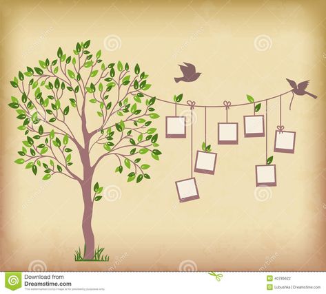 Photo Frame Tree, Vintage Template, Diy Crafts Bookmarks, Waves Icon, Memory Tree, Photo Tree, Tree Wall, Tree Designs, Free Vector Art