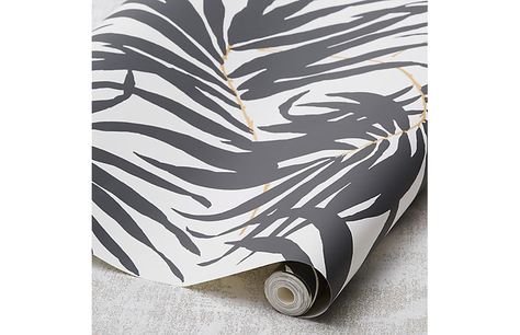 Bali Leaves Wallpaper, Black | One Kings Lane Wallpaper Bali, Coastal Wallpaper, Palm Leaf Wallpaper, Palm Wallpaper, Wallpaper Ceiling, Wallpaper Walls Decor, Leaves Wallpaper, Modern Tropical, Wallpaper Black