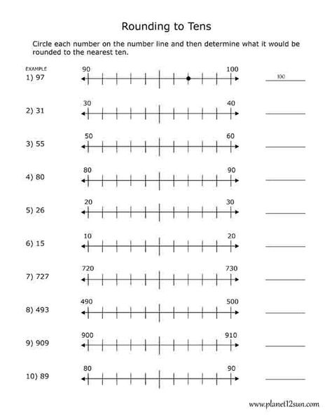 rounding to 10 Number Line Worksheet, Rounding Worksheets, Rounding Numbers, Line Math, Free Worksheets For Kids, Math Operations, First Grade Worksheets, Letter Tracing Worksheets, Numbers Kindergarten