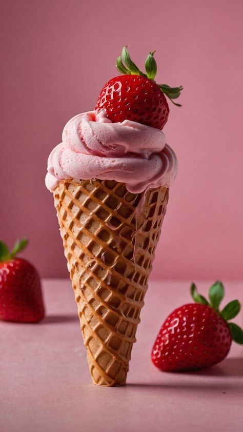 Ice Cream Wallpaper Iphone, Ice Cream Pictures, Ice Cream Wallpaper, Ice Cream Photography, Strawberry Delight, Girl Wallpapers, Dessert Photography, Girly Wallpapers, Ice Cream Popsicles