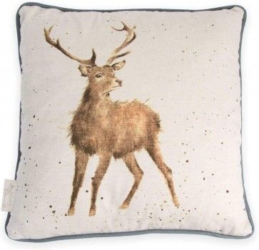 Wrendale Designs 'Wild At Heart' Stag Cushion - Feather Filled - 40cm Stag Cushion, Stag Design, Heart Cushion, Deer Illustration, Wrendale Designs, Luxury Cushions, Wild At Heart, Diy Cushion, Royal Worcester