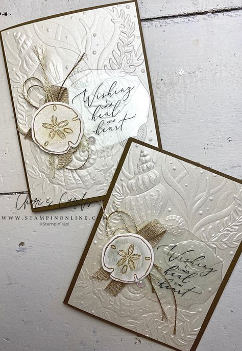 Friends Are Like Seashells, 3d Window, Nautical Cards, Beach Cards, Stamp Tutorial, Summer Cards, Embossed Cards, Friends Are Like, Stamping Up Cards