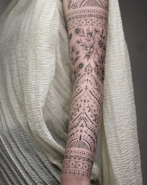 ❈ Blum ❈ on Instagram: “Sleeve - #tattooed #blackworktattoo #ornamentaltattoo #sleevetattoo #armtattoo #blumttt #dotworktattoo #minimalisttattoo #paristattoo…” Dotwork Tattoo Mandala, Tattoo Art Design, Paris Tattoo, Full Tattoo, Hand And Finger Tattoos, Tattoos For Women Half Sleeve, Ornamental Tattoo, Flower Tattoo Sleeve, Tattoo Sleeves