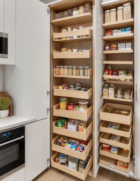 49 Clever Pantry Ideas To Maximize Space And Organize Your Kitchen Compact Pantry, Butlers Pantries, Organized Pantry, Organize Your Kitchen, Maximize Storage, Pantry Ideas, Small Closets, Butler Pantry, Pantry Organization