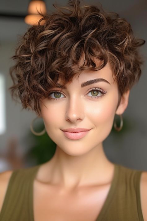 rubberband hairstyles natural hair Body Wave Perm For Short Hair, Short Bobs Curly Hair, Short Stacked Curly Hair, Short Hairstyle Women Curly Pixie, Short Haircut For Women With Curly Hair, Sassy Curly Hairstyles, Fine Curly Pixie Haircut, Short Curly Hair With Round Face, Curly Short Hair With Fringe