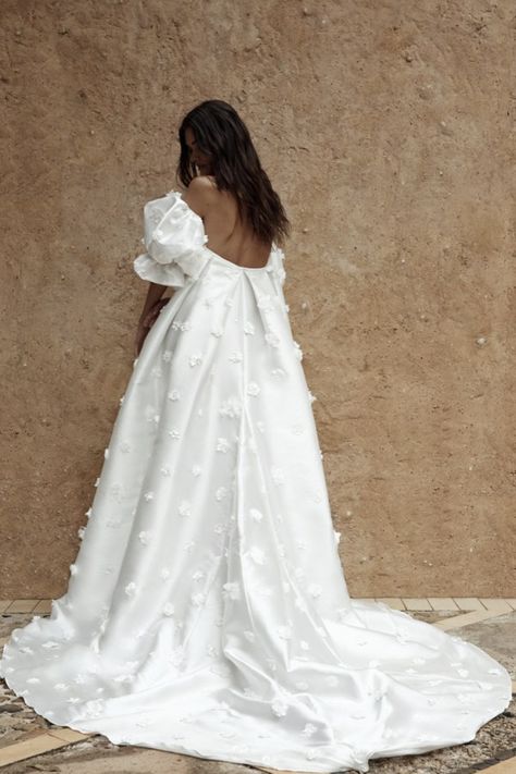 White Wedding, Puff Sleeves, Amber, Wedding Dresses, Wedding Dress, Floral, Wall, Dresses, White