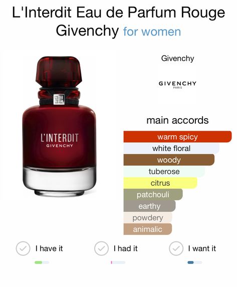 L’Interdit Rouge Givenchy L'interdit Givenchy Perfume Rouge, Perfume Wishlist, Parfum Givenchy, Perfume Hacks, Givenchy Perfume, Fragrance Lab, Homemade Perfume, Fragrances Perfume Woman, Perfume Collection Fragrance