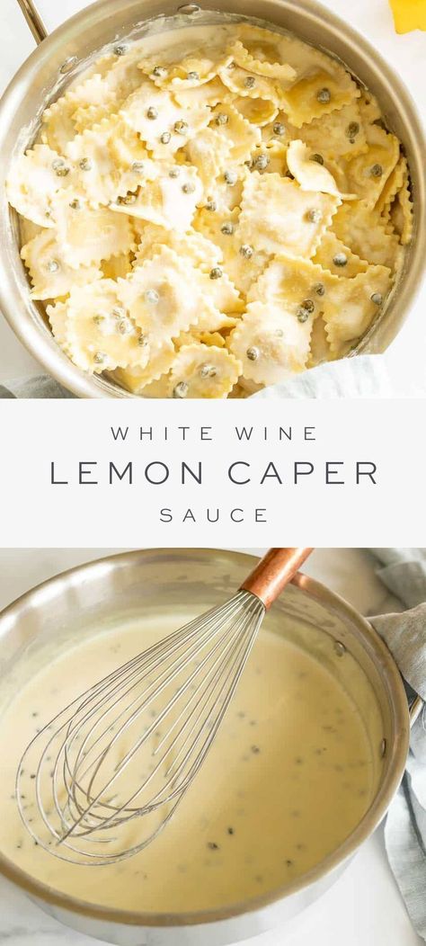 Lemon Caper Sauce Recipe, White Wine Lemon Caper Sauce, Lemon Caper Cream Sauce, Caper Cream Sauce, Pasta Fish, Creamy Lemon Sauce, Sauce For Pasta, Lemon Caper Sauce, Caper Sauce