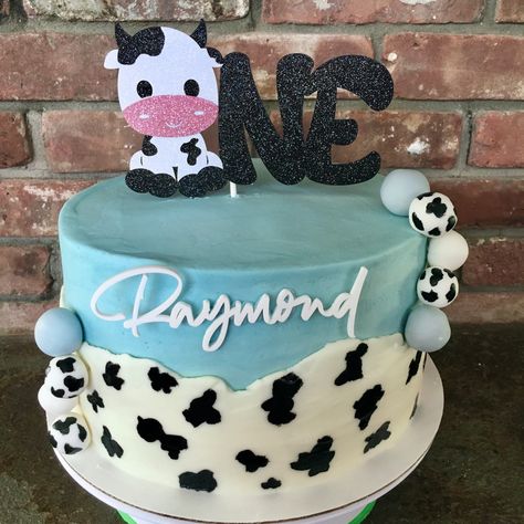 Cow Cakes For Boys, Rodeo Smash Cake Boys, Cow Cake Birthday Boy, Cow Smash Cake Boys, Cow Smash Cake, Cow Print Cakes, Cow Birthday Cake, Cow Print Birthday, Combined Birthday Parties