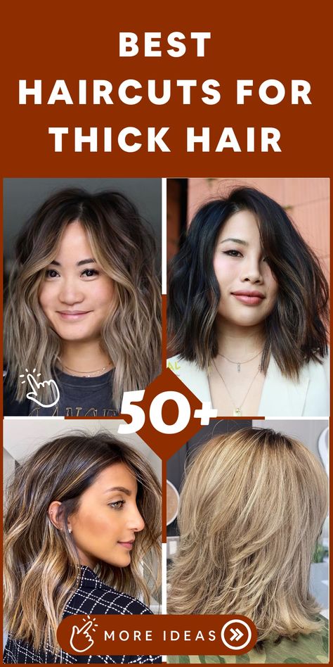 Discover stylish haircut options that perfectly complement thick hair! From modern long bobs to glamorous layered styles, these haircuts strike the ideal balance between style and manageability. Embrace the natural volume of your locks with these flattering choices that reduce bulk while enhancing texture. Elevate your look, feel fabulous, and boost confidence daily with these chic hairstyles tailored for thick hair! Mid Length For Thick Hair, Thick Coarse Hairstyles, Shaggy Lob For Thick Hair, Cute Haircuts For Thick Hair, Haircuts For Very Thick Hair, Long Bobs For Thick Hair, Long Thick Hair Haircut, Lob For Thick Hair, Haircuts For Thick Straight Hair