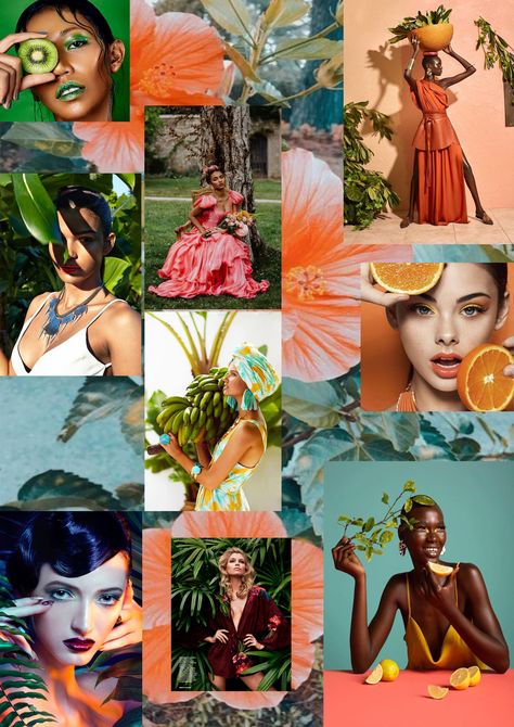 Tropical Fashion Editorial, Tropical Editorial, Tropical Moodboard, Ocean Moodboard, Mood Broad, Easy Diy Tie Dye, Tropical Prints Pattern, Tropical Bohemian, Tropical Glam