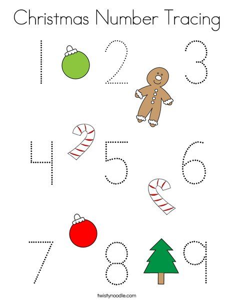 Christmas Number Tracing Coloring Page - Twisty Noodle Christmas Directed Drawing For Preschool, Christmas Activity Worksheets For Kids, Toddler Christmas Worksheets, Preschool Christmas Worksheets Free, Christmas Number Activities, Christmas Numbers Printable, Christmas Math Activities Preschool, Christmas Preschool Worksheets, Christmas Worksheets Preschool