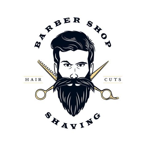 Retro barber shop logo Free Vector | Free Vector #Freepik #freevector #logo #business #vintage #design Beard Logo Design, Barber Shop Logo, Beard Logo, Barber Man, Logos Vintage, Barber Logo, Barbershop Design, Barber Shop Decor, Cosmetic Logo