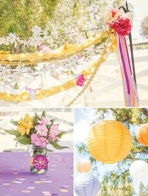 Colors Rapunzel Themed Birthday, Themed Birthday Decorations, Tangled Wedding, Tangled Birthday Party, Rapunzel Birthday, Longest Hair, Rapunzel Birthday Party, Tangled Birthday, Rapunzel Disney