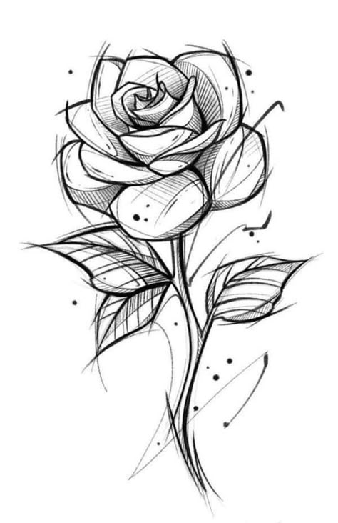 Black Roses Drawing, How To Draw Rose Flower, Roses Tattoo Outline, Drawing Ideas Rose, Rose Drawing Reference, Night Time Drawing, Rose Tattoo Stencil Outline, Rose Bouquet Drawing, Valentines Day Sketches