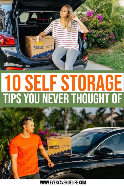 10 Self Storage Tips and Tricks that You Never Thought Of  #ad Storing your stuff in a storage unit is more than just cramming everything into a small space. Use these 10 organization tips for your storage unit to make things easier to find. with @SimplySelfStorage  #SimplyStorageSolutions Small Kitchen Storage Hacks, Storage Unit Sizes, Storage Unit Design, Moving House Tips, Moving Hacks Packing, Storage Unit Organization, Self Storage Units, Kitchen Storage Hacks, Small Kitchen Storage