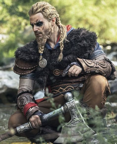 Norse Mythology Odin, Thor Costume, Viking Character, Assassins Creed Artwork, Viking Shop, Viking Braids, Odin Thor, Viking Men, Warrior King