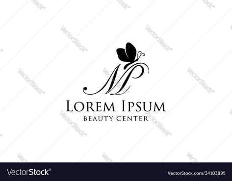 P Letter Design, Butterfly Logo Design, Butterfly Logo, Beauty Center, Letter M, Logo Design Template, Template Download, Initial Letter, Initial Letters