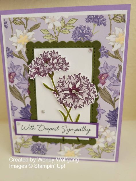 Stampin Up Wonderful World, Stampin Up Sympathy Cards, Sympathy Cards Handmade, Stampin Up Project, Sympathy Card, Flower Stamp, Stamping Up Cards, Pretty Cards, Wonderful World