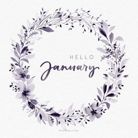 Welcome 2023, Neuer Monat, Birthday Verses, Graphic Flowers, Hello January, Diary Diy, January Birthday, Watercolor Sketchbook, Hello Winter