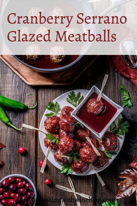 Looking for the perfect appetizer or side dish for your next get together? Your guests will love these Cranberry Serrano Glazed Meatballs! Holiday Crockpot Appetizers, Thanksgiving Favorites, Cranberry Meatballs, Spicy Meatballs, Crockpot Appetizers, Glazed Meatballs, Leftover Cranberry Sauce, Appetizer Meatballs, Fall Appetizers