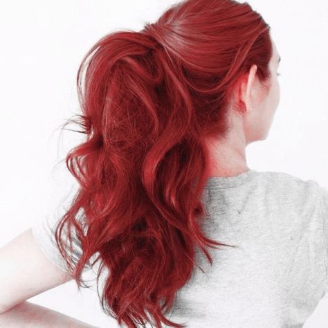 Red Hair In A Ponytail, Kyoko Sakura Aesthetic, Long Red Hair Aesthetic, Red Hair Ponytail, Red Ponytail, Kyoko Sakura, Tori Vega, Red Hair Inspo, Bright Red Hair