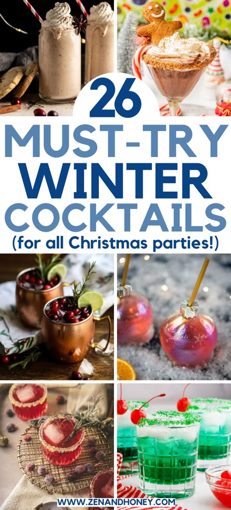 If you're looking for the best winter cocktails ideas, here are 26 easy holiday drinks for the most festive season. Easy Christmas cocktails, winter drinks and many more easy holiday cocktails recipes. Christmas Mix Drinks Holiday Cocktails, Chocolate Christmas Cocktails, Winter Themed Drinks Cocktail Recipes, Fun Winter Alcoholic Drinks, Reindeer Drinks Christmas, Boozy Winter Drinks, Winter Theme Drinks, Tropical Christmas Cocktails, Alcoholic Winter Drinks