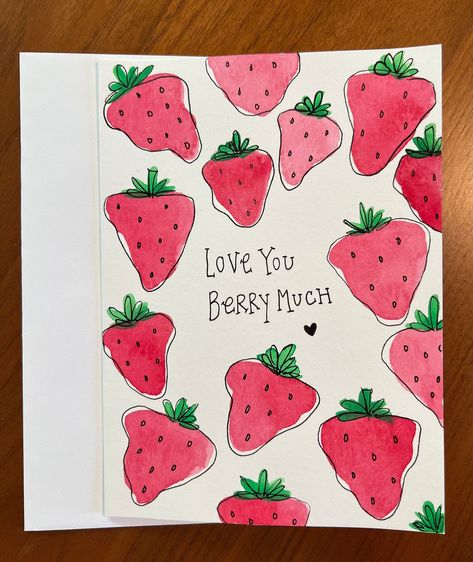 Handmade Watercolor Greeting Card - \"Love you berry much\"