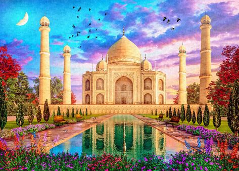 Taj Mahal Design, Tac Mahal, Scenery Canvas, Glamour Decor, Classic Lego, Ravensburger Puzzle, Lego Super Mario, Mural Ideas, Disney Princess Frozen