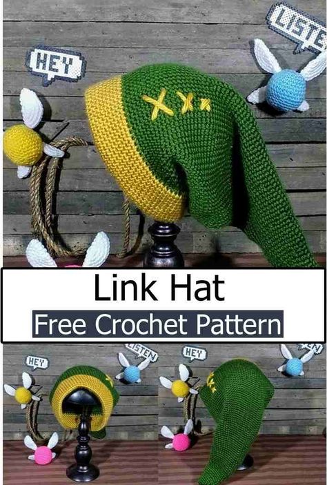 Learn How To Crochet Link Hat Crochet Pattern For Beginners Crochet Novelty Hats Free Pattern, Crochet Link Hat Pattern Free, Free Crochet Character Hat Patterns, Link Hat Crochet, Nerdy Crochet Projects, Link Crochet Hat Zelda Free Pattern, Chowder Crochet Hat Pattern, Link Hat Crochet Pattern Free, Crochet Link Hat