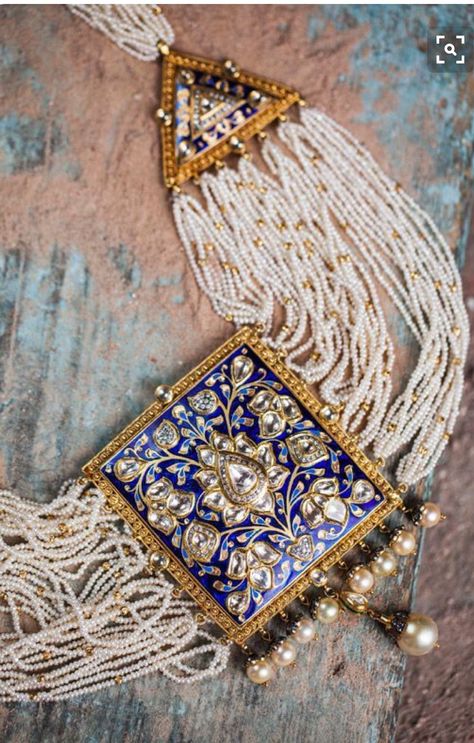 Sunita Shekhawat, Indian Blue, Indian Accessories, Traditional Indian Jewellery, Wedding Jewellery Collection, Jewellery Brand, Pearls Necklace, Blue Pendant, India Jewelry