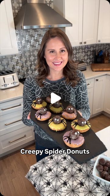 YWM Family on Instagram: "🕷️🍩 Creepin’ it real with these DIY spider donuts, SAVE + comment “Halloween Donuts” and I’ll send what I used straight to your inbox! Dip your donuts in a simple glaze, add candy-eyed chocolate donut holes, and finish with spooky black gel legs. Perfect for your Halloween treat table! 🎃👀 

Did you know that you can easily shop our videos on LTK? Just search for YWM_Family.  Make sure to follow us there too for exclusive in-app updates. 🖤 🧡

#SpiderDonuts #HalloweenTreats #DIYDonuts #SpookySweets #HalloweenDesserts #CreepyCute #HalloweenInspo" Halloween Treat Table, Chocolate Donut Holes, Spider Donuts, Diy Spider, Creepin It Real, Halloween Donuts, Diy Donuts, Treat Table, Chocolate Donut