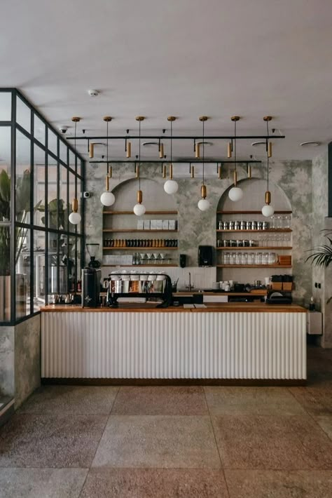 Small Corner Cafe Design, Cafe Coffee Counter Design, Small Coffee Shop Counter Design, Coffee Shop Behind The Counter Design, Small Bakery Design Interiors, Cafe Counter Ideas Coffee Shop, Cafe Front Counter, Small Bakery Design Ideas, Modern Cafe Interior Design Minimalist