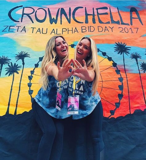 La Vie Bri || Coachella Bid Day theme "Crownchella" - Zeta Tau Alpha Sorority Recruitment Themes, Coachella Theme, College Acceptance Letter, Rush Themes, Paddle Ideas, Sorority Themes, Bid Day Gifts, Greek Paddles, Recruitment Themes