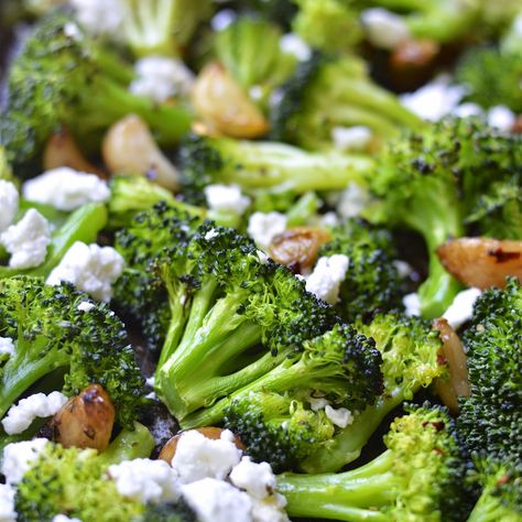 Roasted Broccoli and Garlic with Feta #healthy #broccoli Side Dish Healthy, Steamed Broccoli Recipes, Riced Broccoli Recipes, Broccoli And Garlic, Broccoli Feta, Broccoli Recipes Healthy, Broccoli Recipes Side Dish, Feta Cheese Recipes, Healthy Broccoli