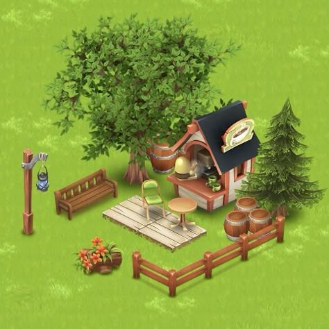 Hay Day Farms Designs, Hay Day Coffee Kiosk Design, Cute Hayday Layout, Hayday Coffee Shop Design, Hayday Design Ideas, Cute Hayday Farms, Hay Day Design Ideas, Hay Day Animal Design, Cute Hay Day Farms