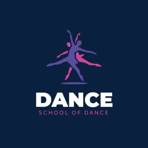 Simple Flat School of Dance Logo Dance School Logo, Dtc Logo, Dance Club Logo, Dance Company Logo, Dance Logo, Free To Edit, Group Dance, Community Logo, Lambada