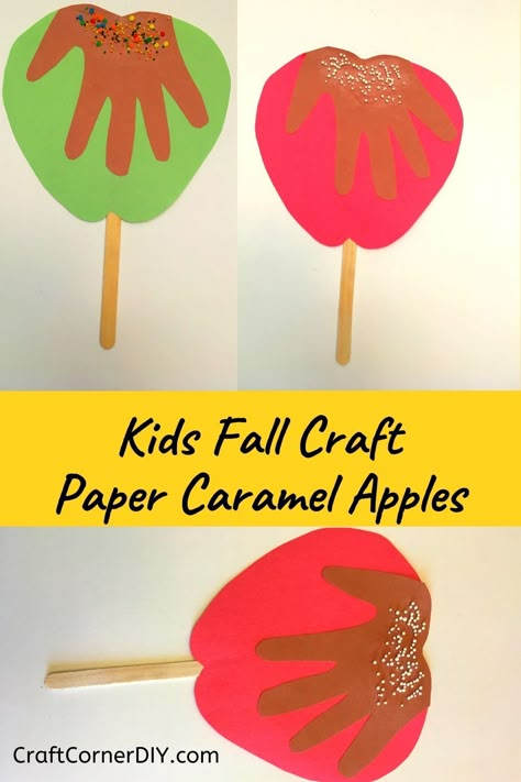 Caramel Apple Craft, Apple Craft For Kids, Kids Craft Corner, Fall Crafts For Toddlers, Harvest Crafts, Prek Crafts, Kids Construction, September Crafts, Preschool Crafts Fall