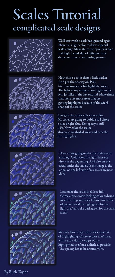 Scales Tutorial Part 2. by Ruth-Tay on deviantART Painting Scales, Salamanders 30k, Scales Tutorial, Dragon Scale Armor, Colour Studies, Drawing Guides, Scale Drawing, Concept Art Tutorial, Dragon Skin