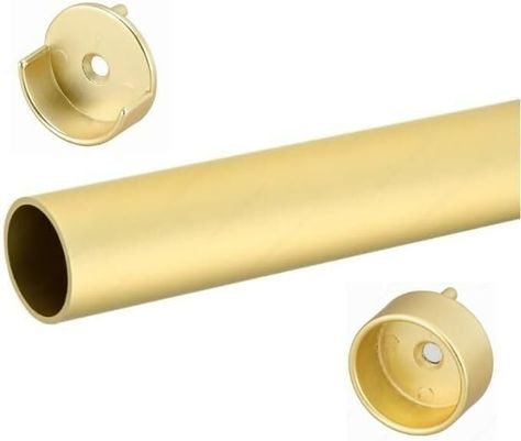 Amazon.com: Matte Brass 1 5/16 Inch Diameter Round Wardrobe Closet Rod Tube with Two End Caps and Installation Screws, Gauge 14 Thickness for Clothes Hanging (48 INCH) : Home & Kitchen Closet Accessories Organization, Custom Closet Design, Shelf Hardware, Black Hangers, Round Wardrobe, Closet Rods, Open Closet, Clothes Hanging, Creative Storage Solutions