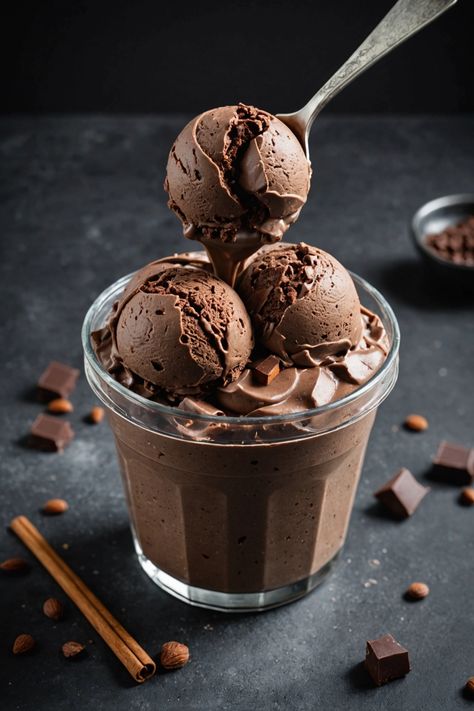 A photo of a  Double Chocolate Ninja Creami Protein Ice Cream which is a type of Ninja Creami Protein Ice Cream Cupcake Recipes Uk, Creami Protein Ice Cream, Protein Rich Recipes, Ninja Ice Cream Recipe, Ninja Ice Cream, Ice Cream Wallpaper, Ice Cream Photography, Sorbet Ice Cream, Cute Pizza