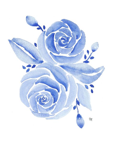 Excited to share the latest addition to my #etsy shop: Blue Roses, botanical watercolor illustration, floral watercolor painting, printable download https://etsy.me/2LruSI0 #blue #white #unframed #entryway #bohemianeclectic #flowers #vertical #blueroses #floralwatercol Blue Flower Drawing, Illustration Rose, Floral Watercolor Painting, Floral Watercolor Paintings, Rose Illustration, Rose Violette, Painting Printable, Roses Drawing, Aesthetic Blue