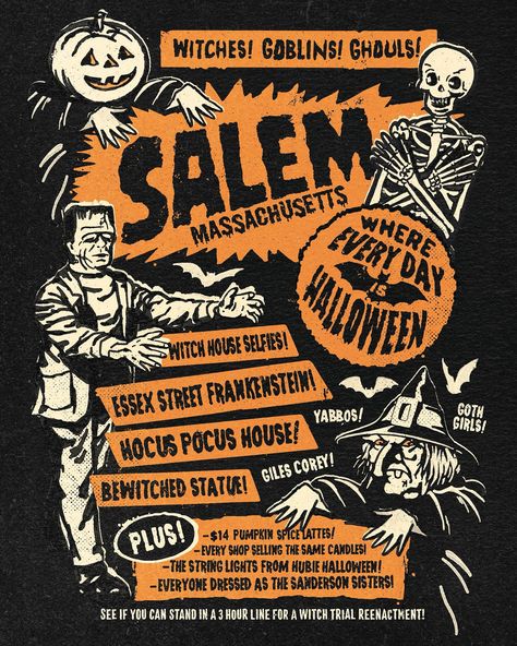 🎃SALEM!!!👻 We are back this weekend (and the last two weekends of October)!!! Come find us set up in the Salem Common on Saturday and… | Instagram Hocus Pocus House, Vintage Halloween Posters, Salem Art, Halloween Attractions, Halloween Club, Scream Art, Friday Im In Love, Lizzie Hearts, Charlie Brown Halloween