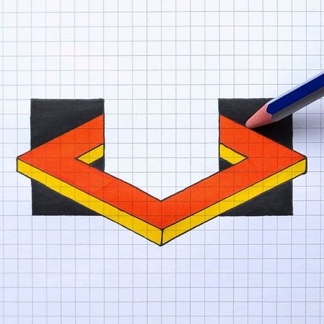 How To Draw - Easy Illusion Drawing | drawing, illusion | Satisfying 😍😍 | By Noman Art | Facebook Easy Drawing Optical Illusions, Art Illusions Draw, 2d To 3d, Easy Optical Illusions To Draw, Square Drawing Ideas, Pixel Art Illusion, Graph Paper Art Pattern, Graph Paper Art Easy, Optical Illusions Drawings Easy