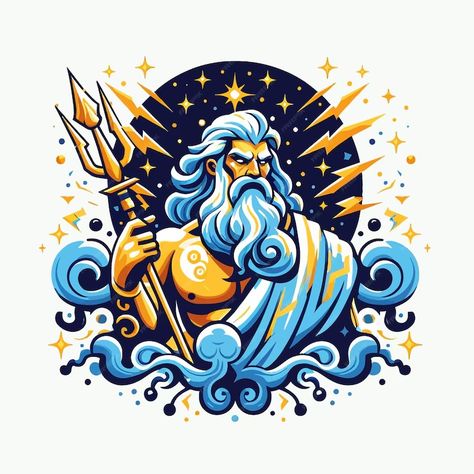 Premium Vector | A flat design of zeus with thunder and clouds Mythology Illustration, Stationery Templates, Business Card Maker, Poster Maker, Flyer Maker, Card Banner, Poster Invitation, Presentation Template Free, Logo Maker