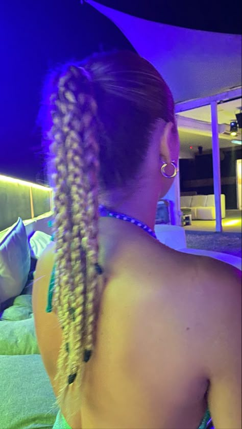 Festival Hair Slick Back, Slick Hairstyles By Hair Pattern, Slick Back Festival Hair, Slick Back Going Out Hair, Slick Back Plait Ponytail, Slick Back Hair Looks, Cool Slick Back Hairstyles, Plaits In Hair, Slicked Back Braid